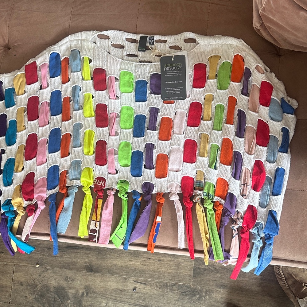 Shannon Passero Open Knit Top with Colorful Accents